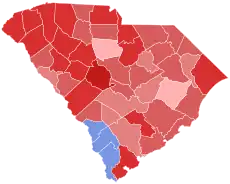 Red counties were won by Campbell and blue counties were won by Mitchell
