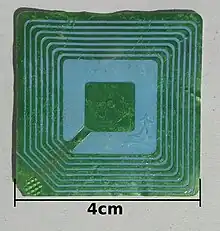 RFID label for a calculator.