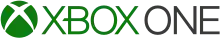 The Xbox One logo is a white shaded sphere with a green "X" on it followed by the green text "XBOX" and the gray text "ONE".